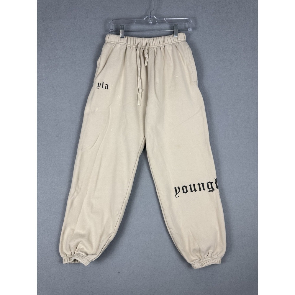 YoungLA Urban Cuff Joggers Cream Pants Womens Size Medium Gym Outdoor W232